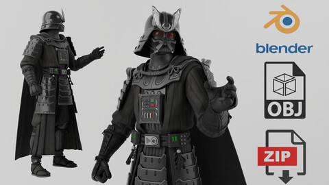 Darth Vader Samurai Star Wars Lowpoly Rigged