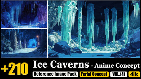 210 Ice Caverns - Anime Concept Reference Image Pack v.141 |4K|