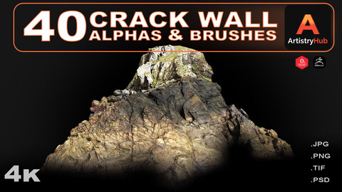 40 Crack Wall Alphas Ready for Substance Painter, Zbrush and Blender (COUPON Applied)