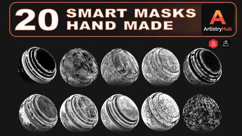 Collection of 20 professional-grade Smart Masks for Substance Painter (COUPON Applied)