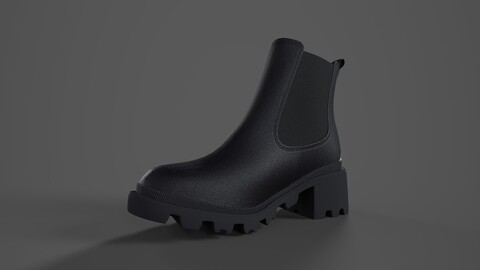 AnkleBoot_Black Low-Poly