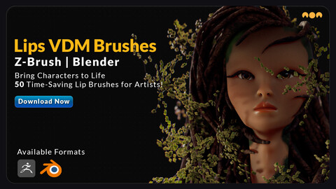 50 Lips VDM Brushes | Blender & Zbrush Sculpting Brushes