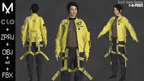 New Outfit Female Outfit Marvelous designer/Clo3d OBJ mtl FBX ZPRJ +A-POSE