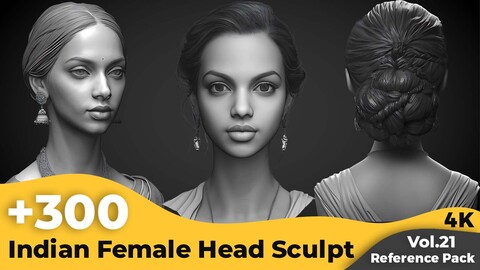 +300 Indian Female Head Sculpt Reference Images(4k)