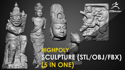 5 in One Highpoly Sculpture Stl/Obj/Fbx Sculpted in Zbrush 2019