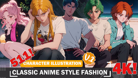 511 Classic Anime Style Fashion Characters Reference Image Pack V2 4K