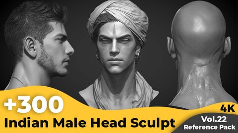 +300 Indian Male Head Sculpt Reference Images(4k)