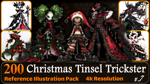 200 Anime Christmas Tinsel Trickster (Full Body) Reference Pack | 4K | v.7