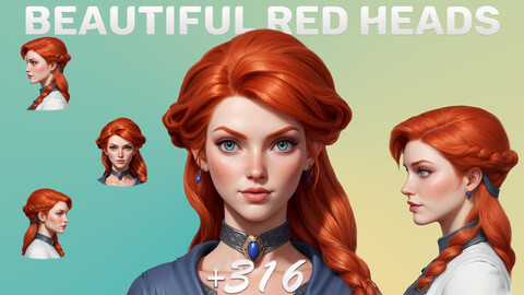 316 Beautiful Red Hair Female Head Sculpt Reference Images | Chatacter Images