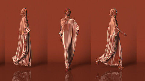 Abaya 04 with hijab Walk Cycle 3D model