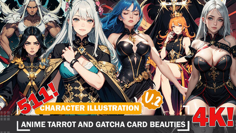 511 Anime Tarot Card Beauties Diverse Outfit Character Design Reference Art V2 4K