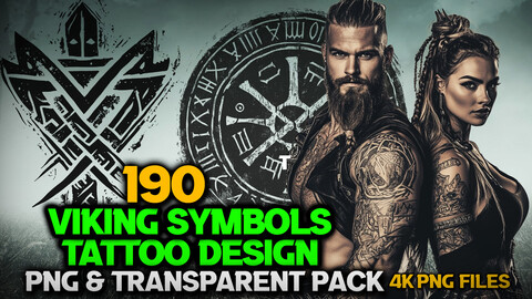 190 Viking Symbols Tattoo Design and Print Art( PNG Files )-4K- High Quality