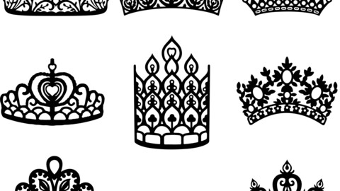 Queen Crowns tattoo, svg vector file, laser cut file, cricut file, engraving file, cnc cut file, Eps file