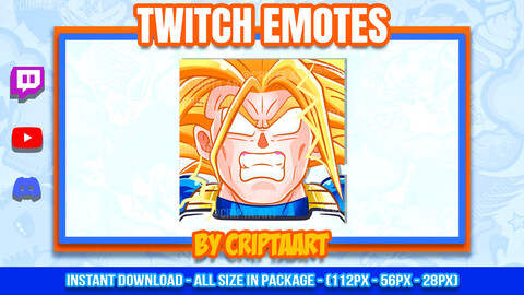 Super Trunks Rage Twitch Emote, Cell Saga Emoji, Anime Stream, Discord, Kick, Youtube, Tiktok, Streamer Graphics