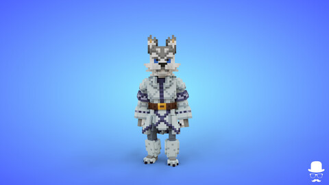 Wolf Warrior Voxel Character - 3D Lowpoly Fantasy Creature