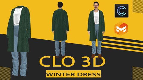 winter dress ,Marvelous Designer or Clo3D (ZPRJ)