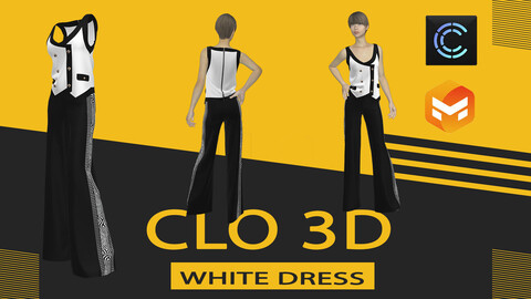 White dress ,Marvelous Designer or Clo3D (ZPRJ)