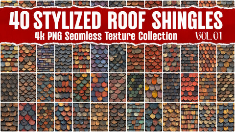 Stylized Roof Shingle VOL.01 | Seamless Texture Collection