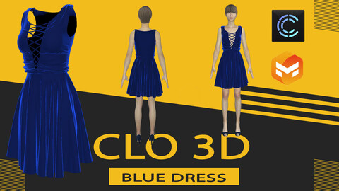 Blue dress ,Marvelous Designer or Clo3D (ZPRJ)