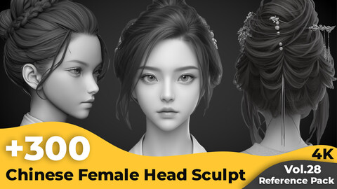 +300 Chinese Female Head Sculpt Reference Images(4k)