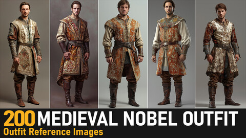 Medieval Nobel Outfit| 4K Reference Images