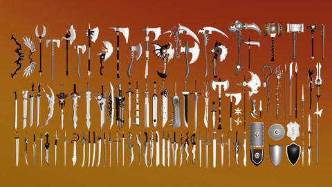 +100 Fantasy Weapons Basemesh Pack V2!