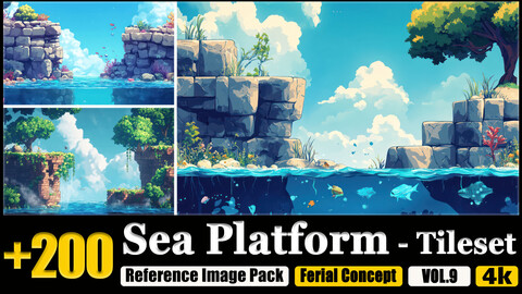 200 Sea Platform - Tileset Reference Image Pack v.9 |4K|