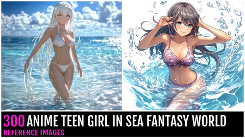 300 Anime Teen Girl in Sea Fantasy World