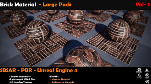 Ultimate Brick Material Pack Vol 1 (SBSAR / Unreal / Blender / PBR)