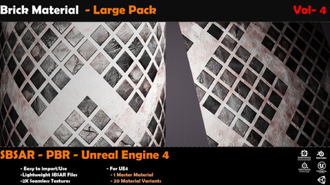 Ultimate Brick Material Pack Vol 4 (SBSAR / Unreal / Blender / PBR)