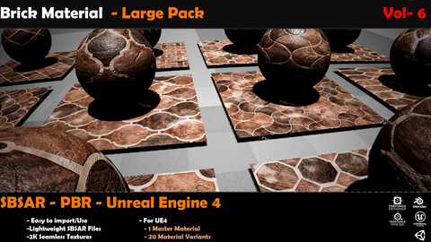 Ultimate Brick Material Pack Vol 6 (SBSAR / Unreal / Blender / PBR)