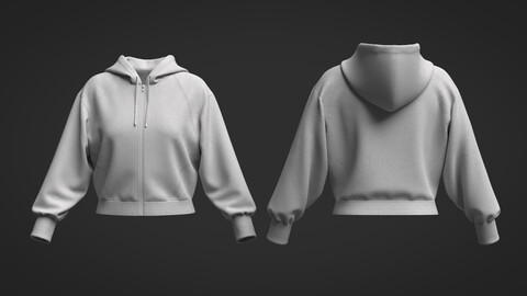 Female Short Hoodie 3d Model