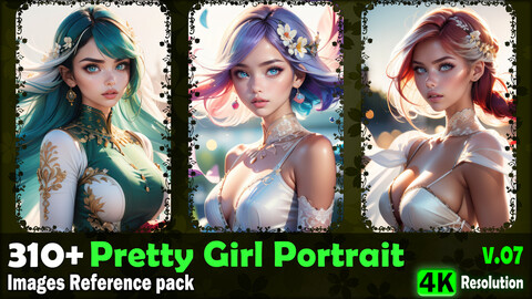 310+ Pretty Girl Portrait Images Reference Pack - 4K Resolution - V.07