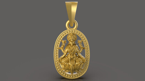 Round Laxmi Pendant - 0058