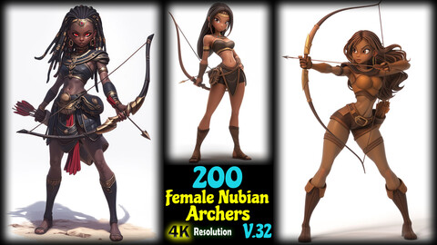 200 Female Nubian Archers - 4K Resolution - V.32