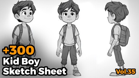 +300 Kid Boy Sketch Sheet Reference Images(4k)