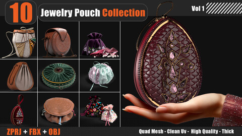 Jewelry Pouch Collection Vol. 1 – 10 Unique Designs (Marvelous Designer - clo3D -FBX-Obj-Max2021)