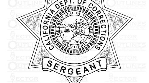 California Department of Corrections sergeant badge vector file, svg dxf file for laser cutting, laser engraving, cricut cut file, cnc router file, ez cad file