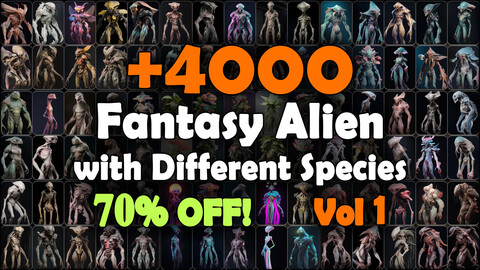 4000 Fantasy Alien with Different Species Reference Pack | MEGA Bundle | 4K | v.1