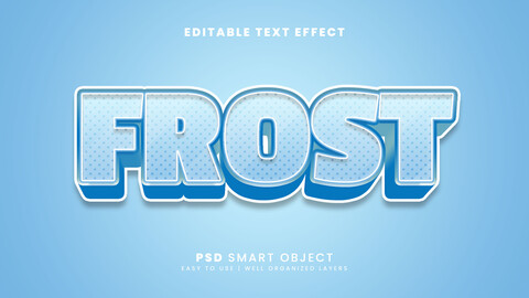 3D Frost. PSD fully editable text effect. Layer style PSD mockup template