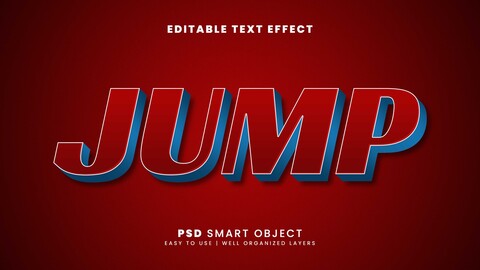 3D Jump. PSD fully editable text effect. Layer style PSD mockup template