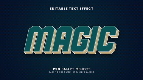 3D Magic. PSD fully editable text effect. Layer style PSD mockup template