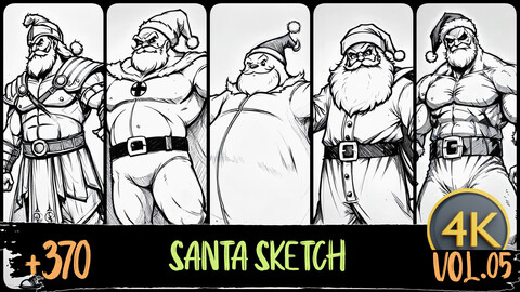 +370 Santa Sketch Reference Images | Sketch Series Vol.05