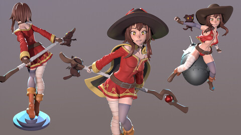 Megumin, 3D Print STL, Render Images