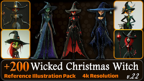 200 Wicked Christmas Witch Reference Pack | 4K | v.22