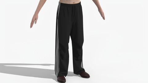 Knee Pleat Sweatpants, Style3D +obj, fbx