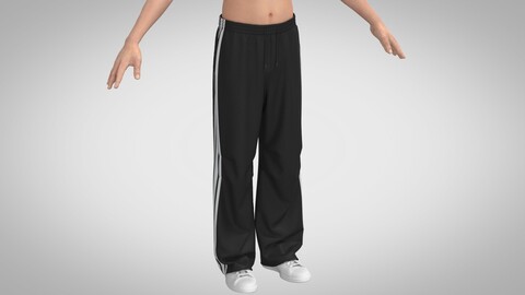 Knee Pleat Sweatpants, Clo, Marvelous Designer +obj, fbx