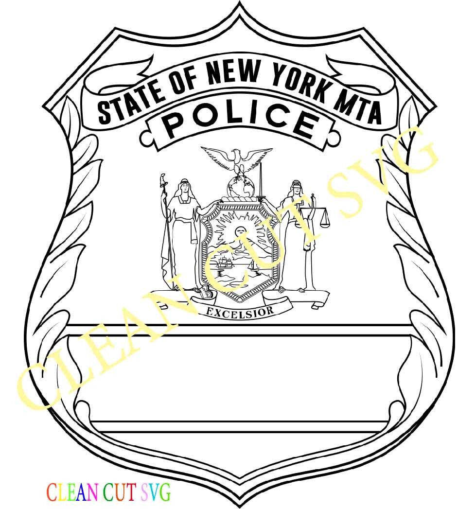 Artstation - State Of New York Mta Police Badge Vector File Black White 