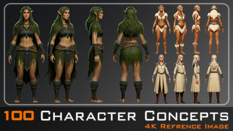 100 Elves and Druids Woman Character Concept (Vol. 22)