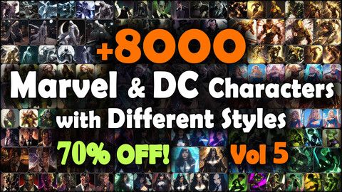 8000 Marvel and DC Characters with Different Styles Reference Pack | SUPER MEGA Bundle | 4K | v.5